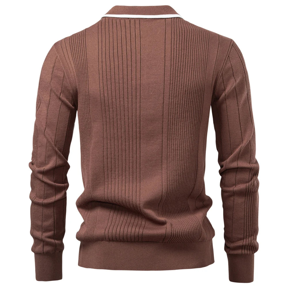 New Top Button Down Polo Shirt Men Solid Color Long Sleeve Fall Winter Luxury Warm Touch Business Casual Mens Sweatershirt