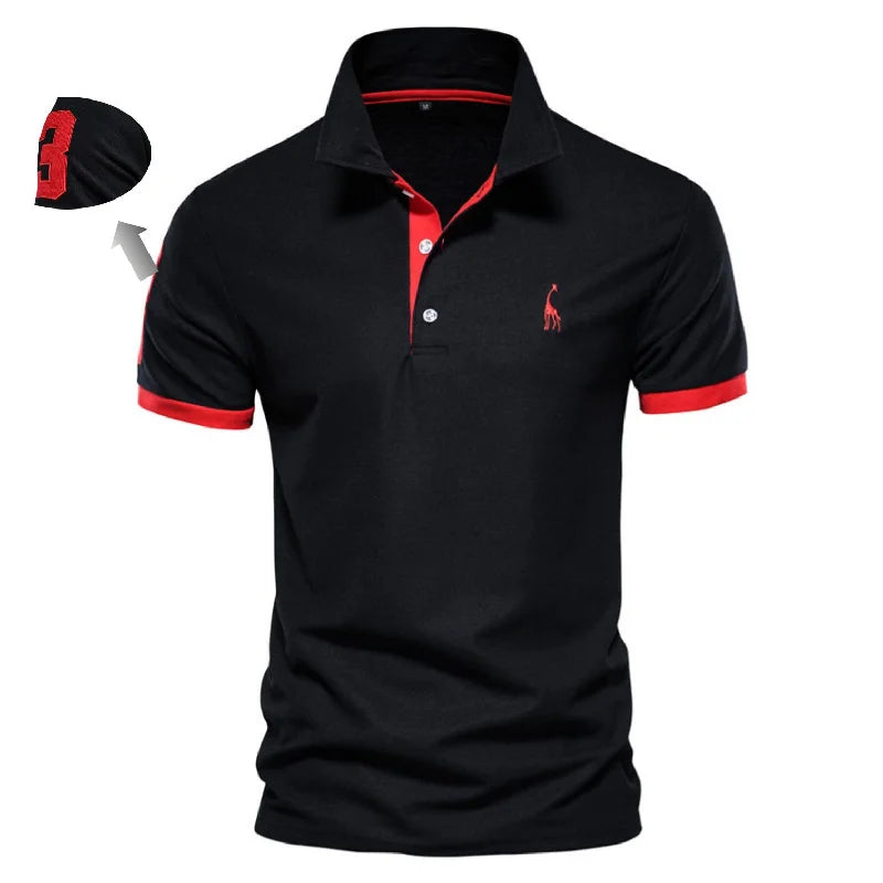 AIOPESON Cotton Men's Polos Giraffe Embroidery Short Sleeve Polo Shirts for Men High Quality Brand Design Polos Men Clothing