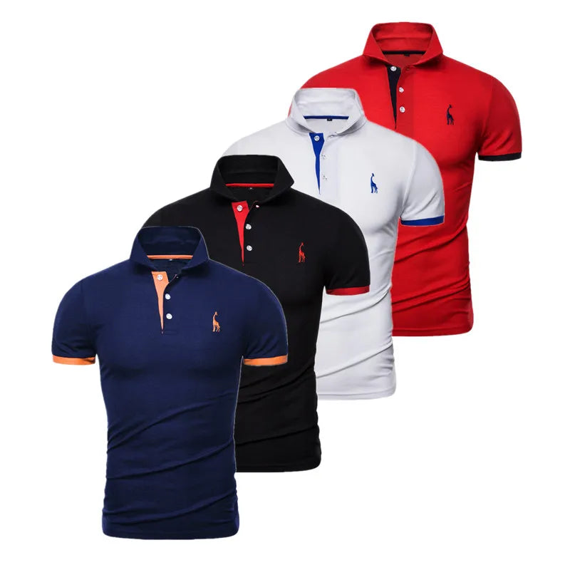 AIOPESON 4 Pcs Embroidery Polo Shirt Men Casual Business Social Short Sleeve Mens Shirts New Summer Quality Slim Fit Polos Men