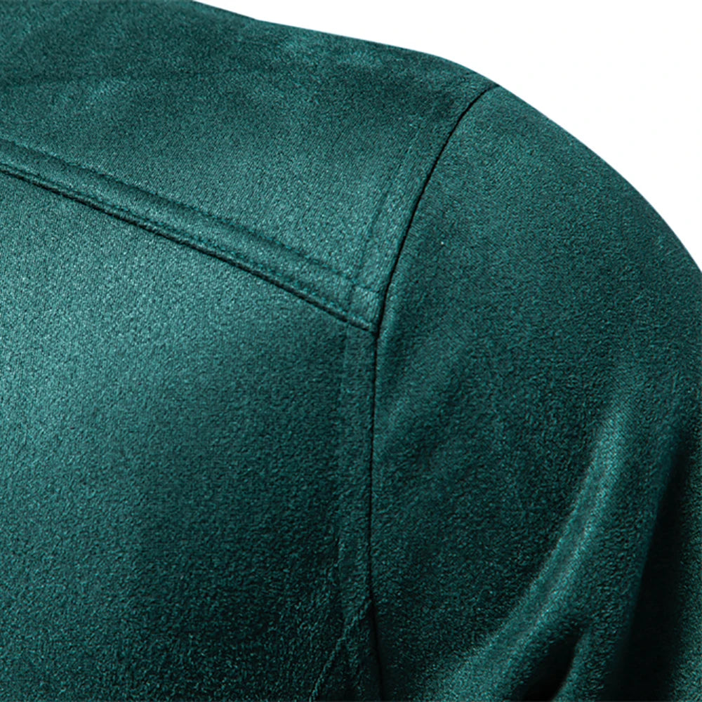 AIOPESON New Men's Stand Collar Zip Suede Jacket Fashion Casual Business Faux Leather Trucker Jackets Coat for Men