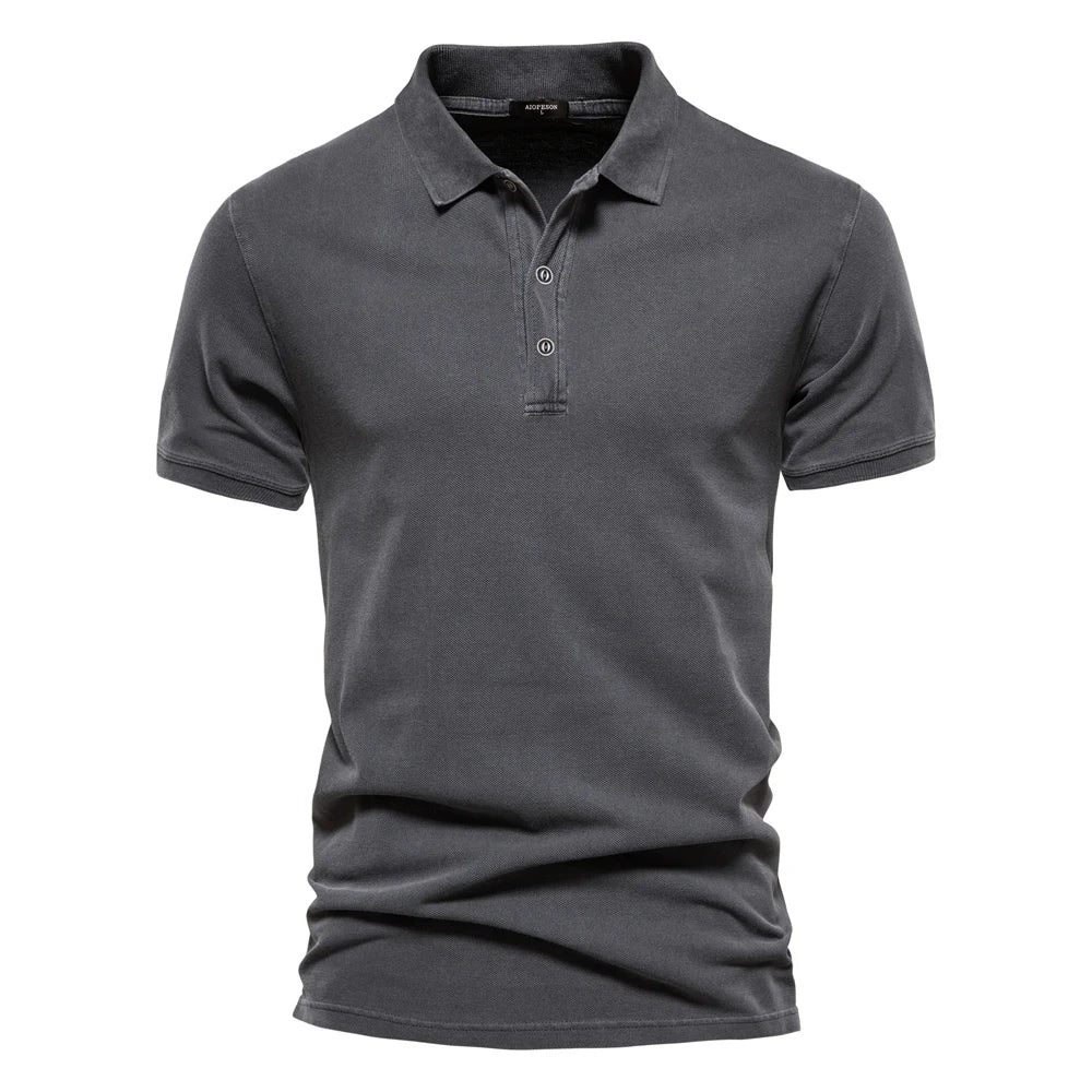 AIOPESON 100% Cotton Solid Color Men's Polo Shirts Casual Short Sleeve Turndown Men's Shirts Fashion Streetwear Polos for Men