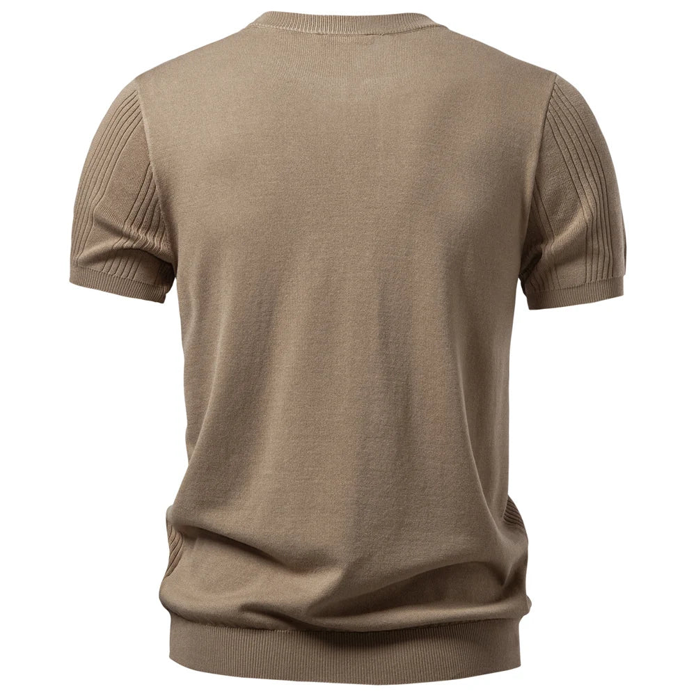 AIOPESON New Henley Neck T-Shirt Men's Soft Breathable Short Sleeve Casual Daily Wear Lightweight Summer Top for Men
