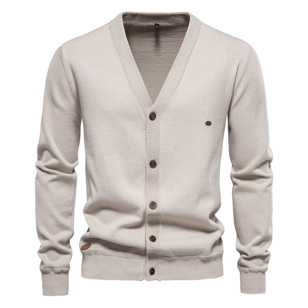 AIOPESON 2024 New Autumn Cotton Cardigan Sweater Men Casual Single Breasted Solid Color High Quality Cotton Sweater Men
