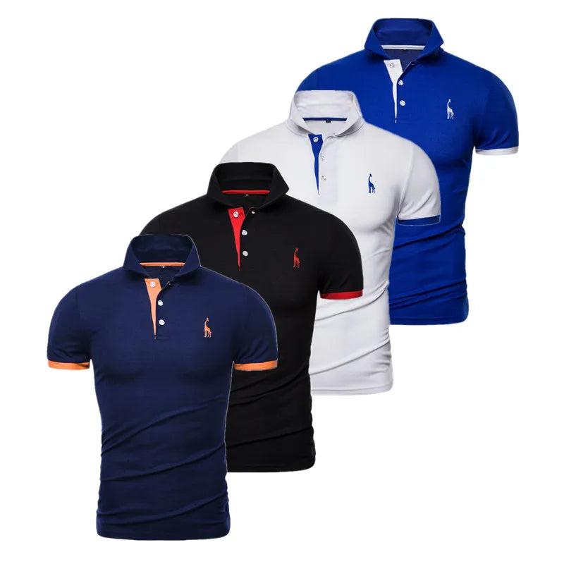 AIOPESON 4 Pcs Embroidery Polo Shirt Men Casual Business Social Short Sleeve Mens Shirts New Summer Quality Slim Fit Polos Men