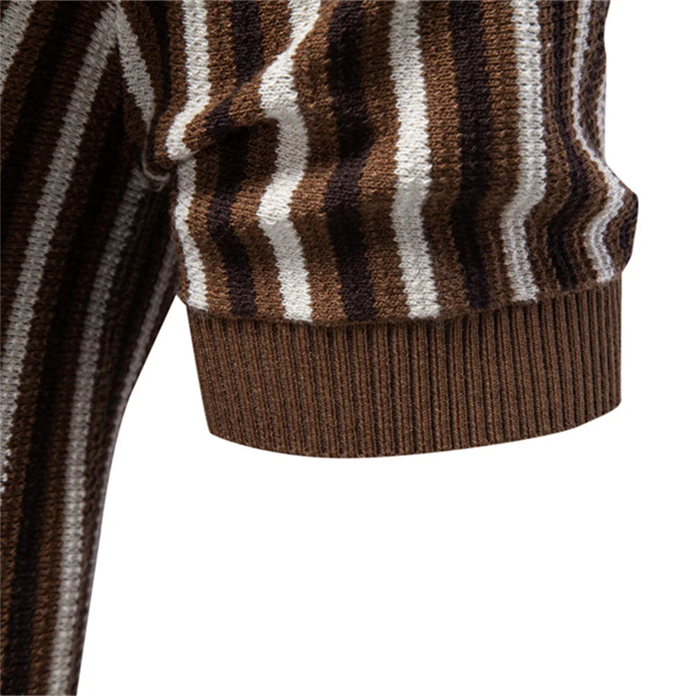 2026 Summer Men's Polo Shirts Stripe Design Ice Silk Short Sleeve Cool Touch Breathable Casual Outdoor Polo Shirt for Men