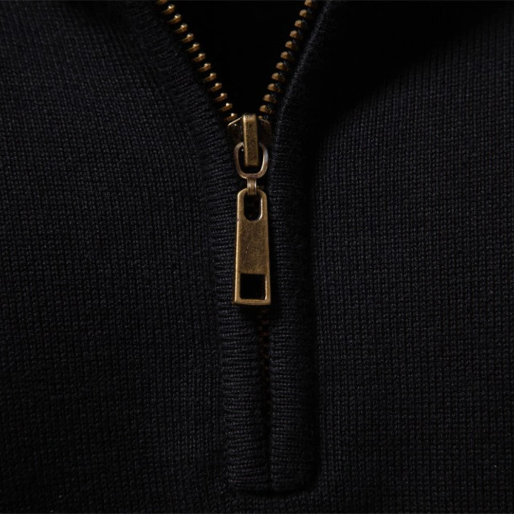 AIOPESON Thermal Men's Sweater Half Zip Knit Pullover Thick Warm Striped Design Wool Blend Cable Knitted Outdoor Casual Top