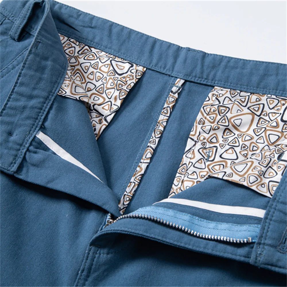 ‌AIOPESON 2025 Men's 5-Inch Casual Shorts 100% Cotton Solid Elastic Waist Summer Comfy Beach Business Social Multi Colors