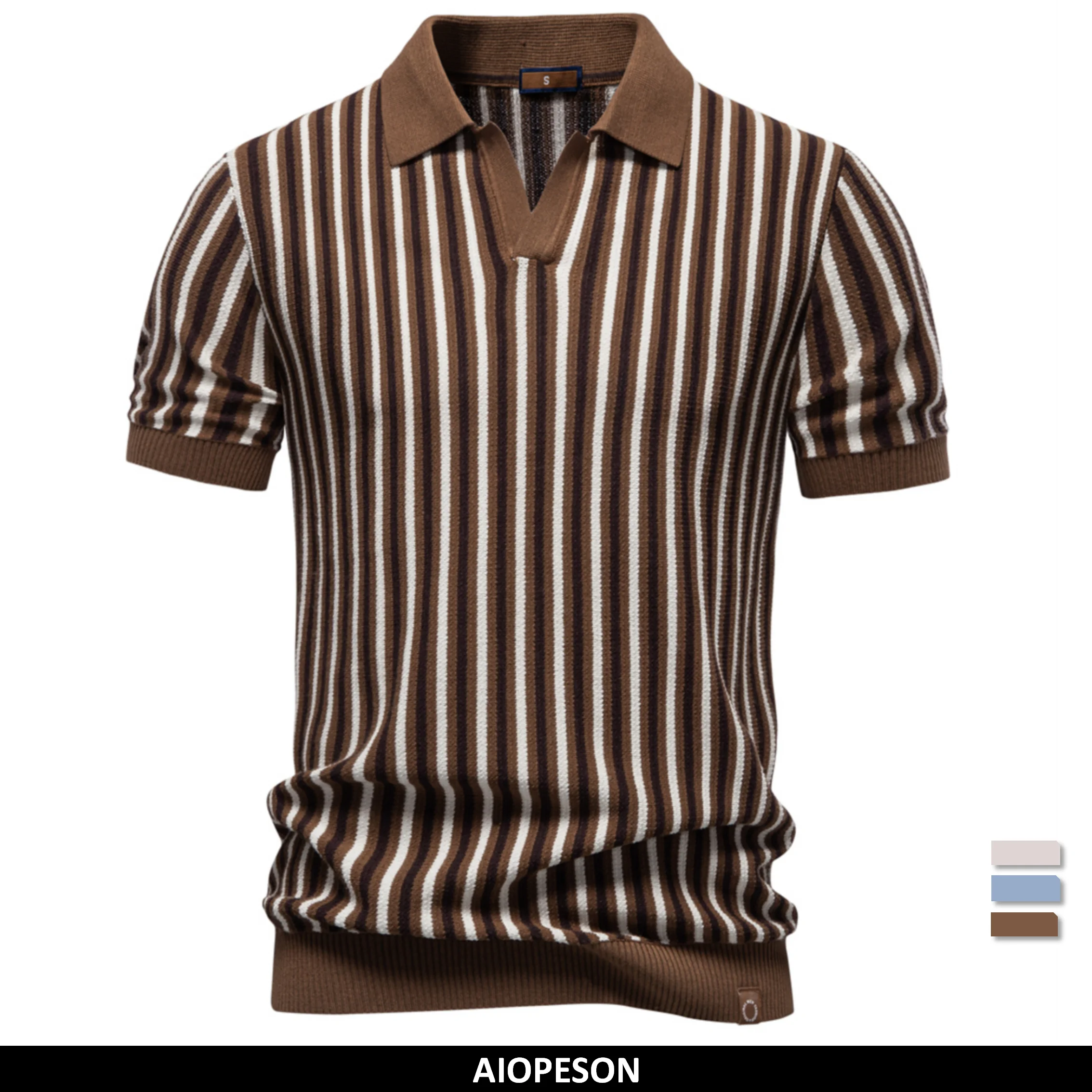 2026 Summer Men's Polo Shirts Stripe Design Ice Silk Short Sleeve Cool Touch Breathable Casual Outdoor Polo Shirt for Men