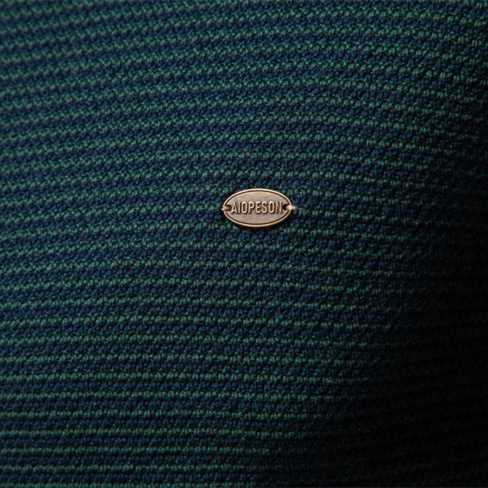 AIOPESON Men's Striped Sweater Solid Color Knit Pullover Warm Luxury Cotton Autumn Winter Casual Turtleneck Mens Sweaters