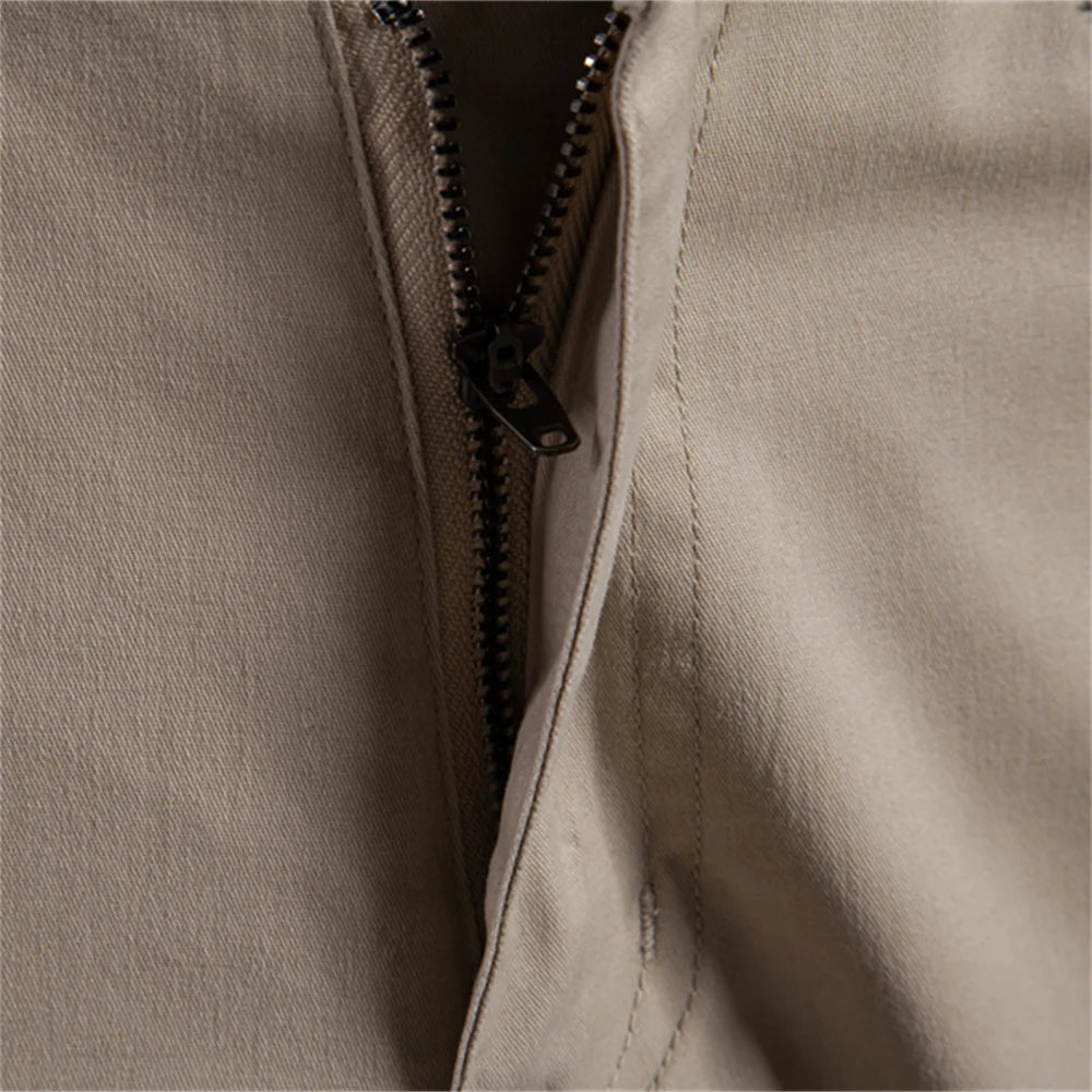 AIOPESON Men's 100% Cotton Summer Casual Shorts Multi-Pocket Shorts Solid Color 11 Colors Outdoor Breathable Shorts