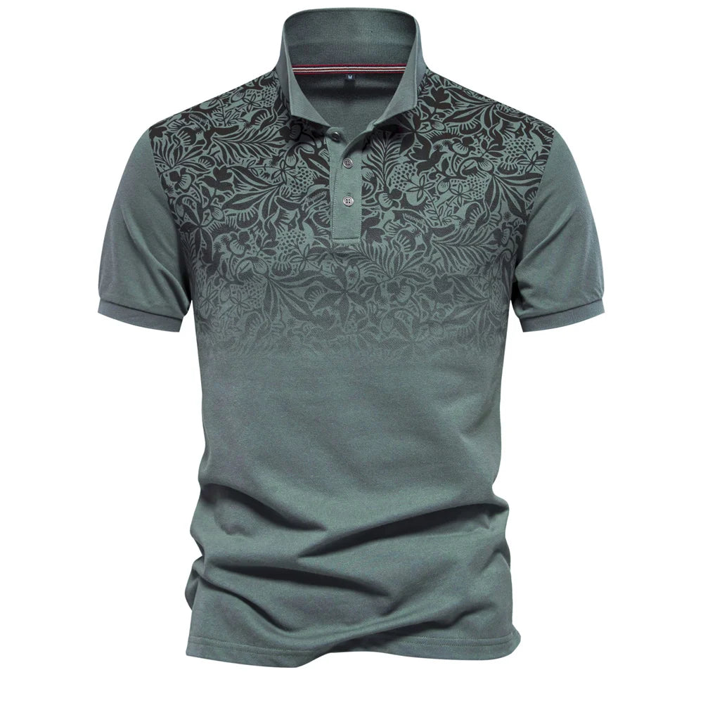AIOPESON Men's Short Sleeve Polo Shirt, Gradient Printed, Cotton Blend, Summer Fashion, New Design