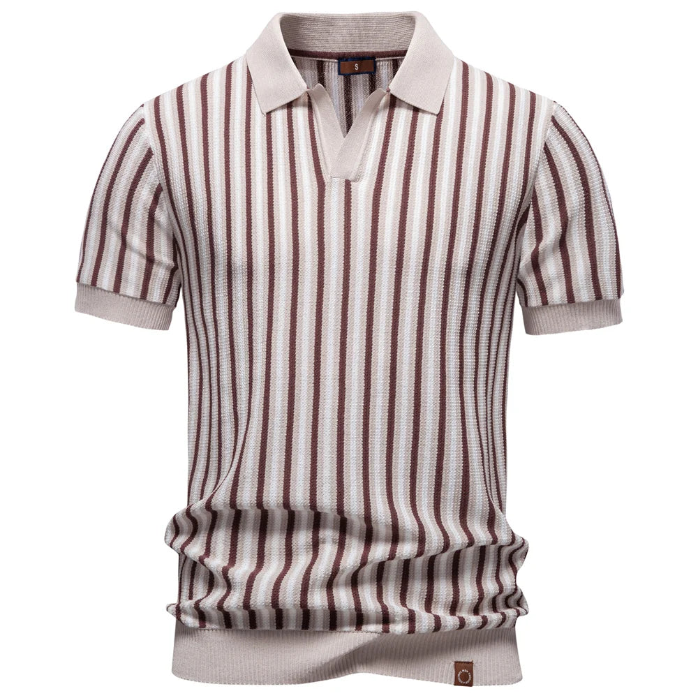 2026 Summer Men's Polo Shirts Stripe Design Ice Silk Short Sleeve Cool Touch Breathable Casual Outdoor Polo Shirt for Men