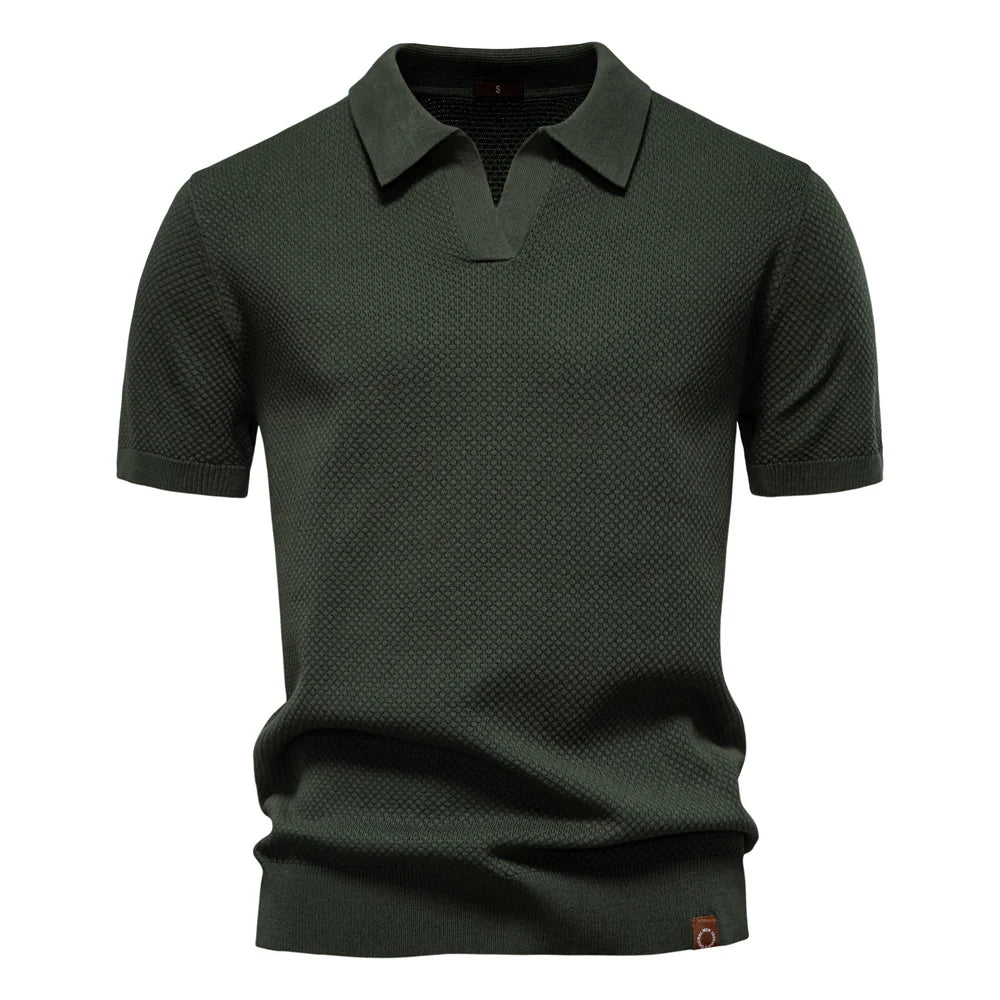 AIOPESON Men's Summer Breathable Polo Shirt Short Sleeve Solid Color Casual Polo Shirts for Men Lightweight Stretch Polo ﻿