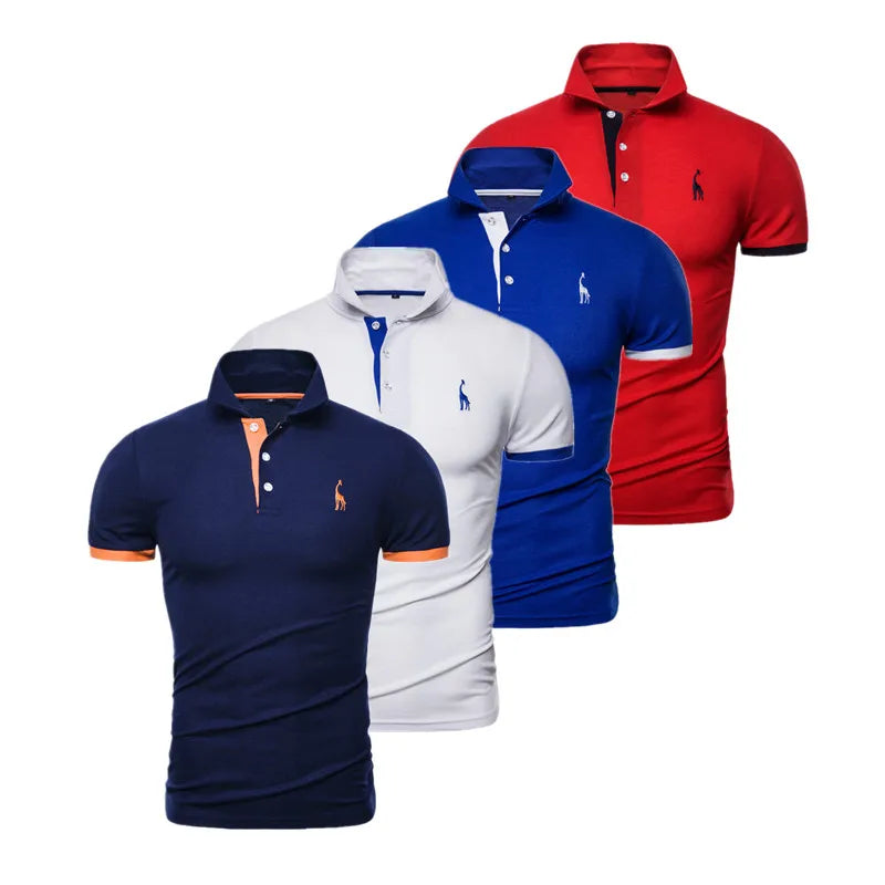 AIOPESON 4 Pcs Embroidery Polo Shirt Men Casual Business Social Short Sleeve Mens Shirts New Summer Quality Slim Fit Polos Men