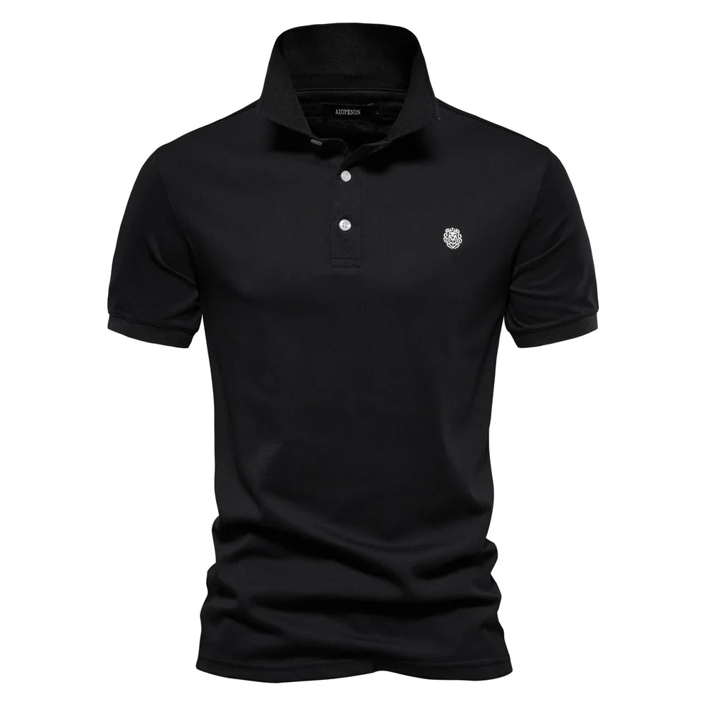 AIOPESON 100% Cotton Embroidery Men's Polo Shirts Solid Color Short Sleeve Polo Shirts for Men New Summer Brand Social Polos Men