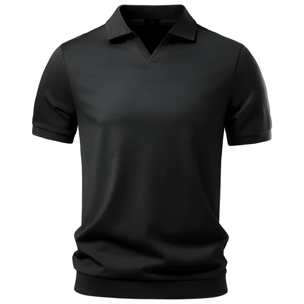 AIOPESON Breathable Silky Polo Shirt for Men Solid Color Old Money Skin Friendly Soft Cool Casual Polo Shirts Male