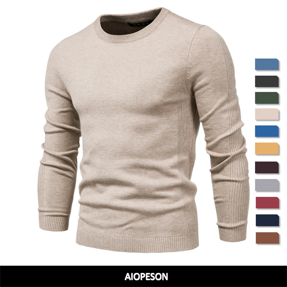 2021 New Winter Thickness Pullover Men O-neck Solid Color Long Sleeve Warm Slim Sweaters Men Men's Sweater Pull Male Clothing