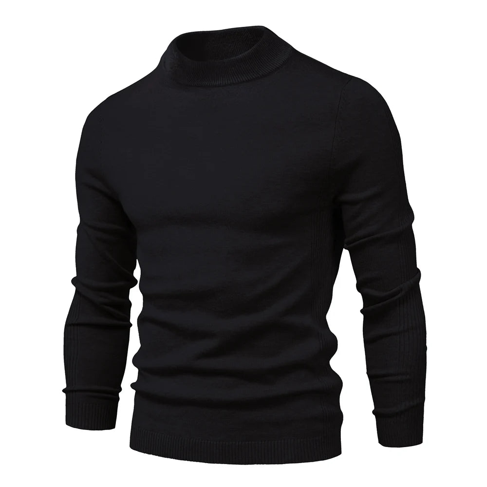 AIOPESON Soft Mid Neck Pullover Men Casual Solid Color Winter Warm Men's Sweater High Quality Pullover Sweater For Men