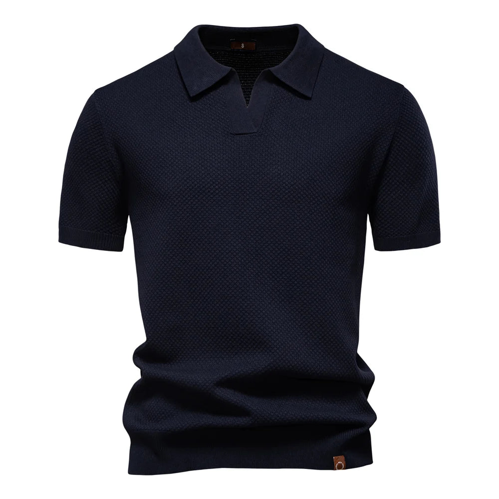 AIOPESON Men's Summer Breathable Polo Shirt Short Sleeve Solid Color Casual Polo Shirts for Men Lightweight Stretch Polo ﻿