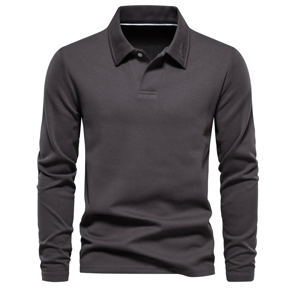 AIOPESON Embroidery Polo Shirt for Men Fashion Neck Turn Down Collar Mens Casual Social Polo Shirts Luxury Golf Shirt