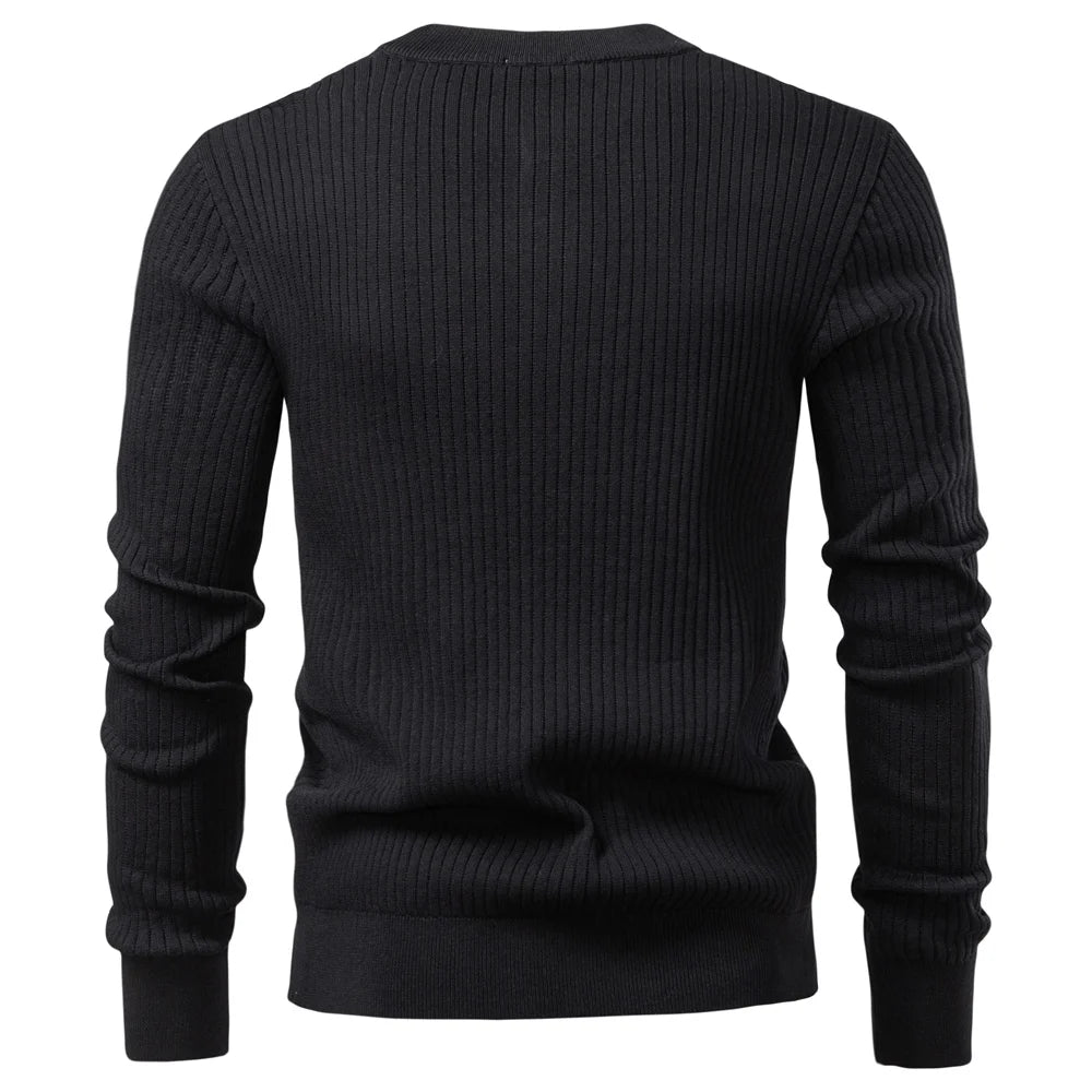AIOPESON Men's Long Sleeve T-shirt Fall Winter Fashion Knit Slim Fit Polo Sweater Riibed Henry Collar Sweatershirt for Man