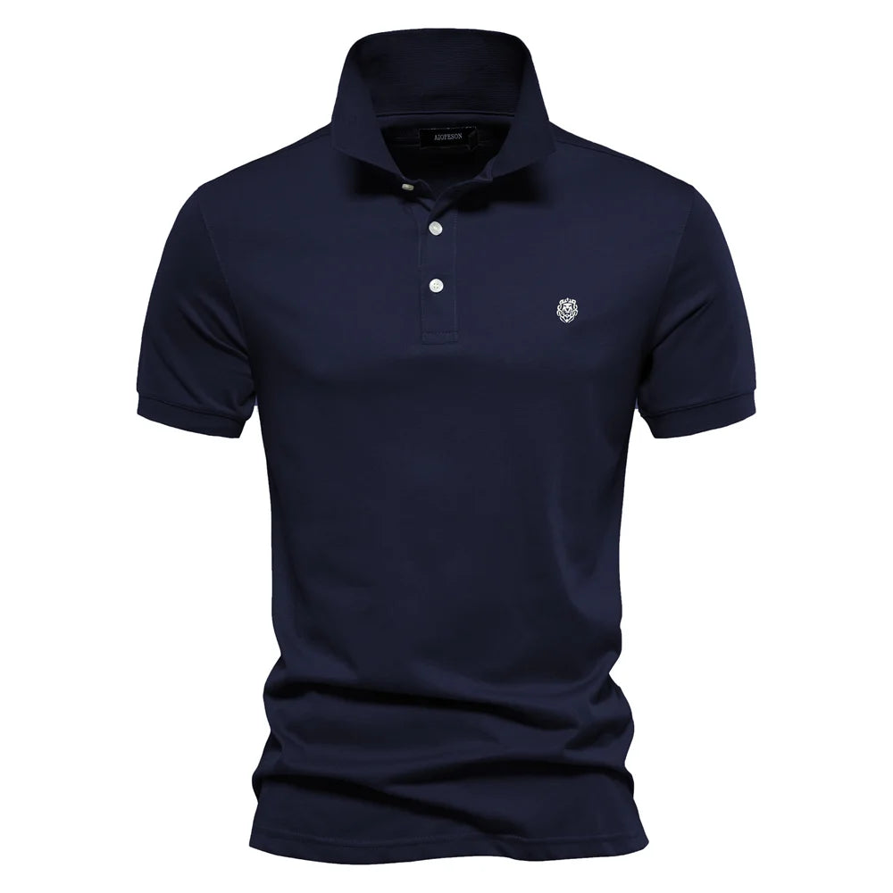 AIOPESON 100% Cotton Embroidery Men's Polo Shirts Solid Color Short Sleeve Polo Shirts for Men New Summer Brand Social Polos Men
