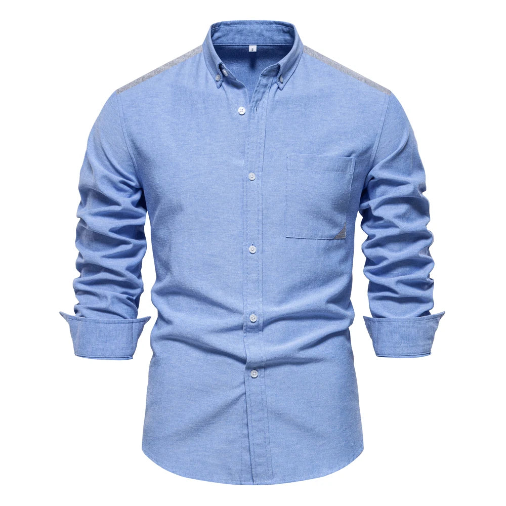 AIOPESON 2023 New Autumn Cotton Men's Oxford Shirt Long Sleeve Button Down Social Business Casual Shirts for Men