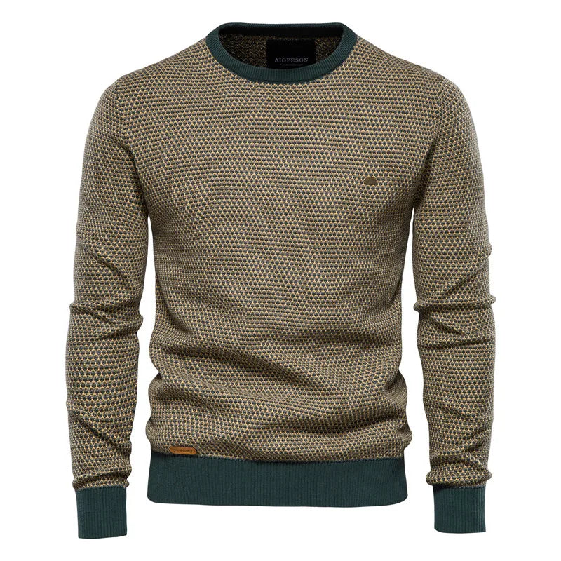 AIOPESON Cotton Spliced Pullovers Sweater Men Casual Warm O-neck Quality Mens Knitted Sweater Winter Fashion Sweaters for Men