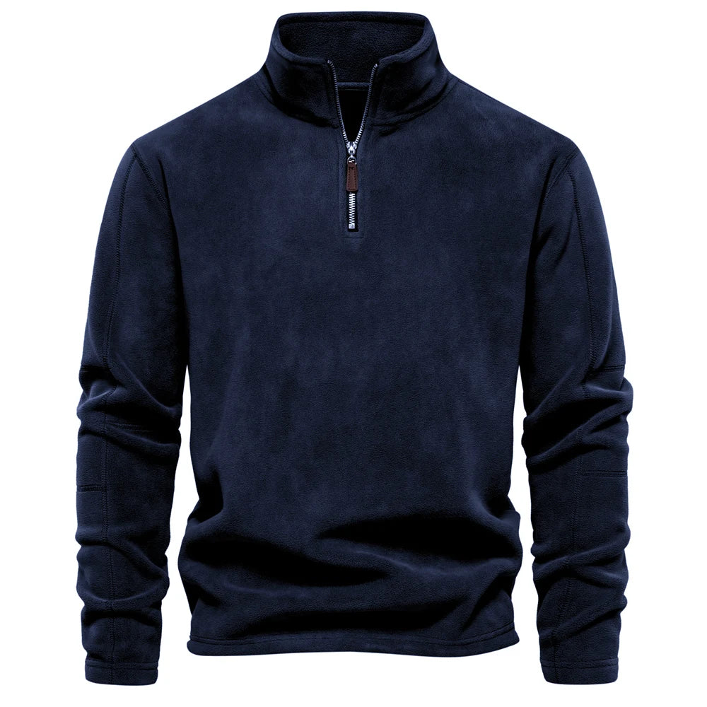 AIOPESON Mens Thicken Warm Fleece Sweatshirt Jacket Quarter Zipper Mock Neck Pullover Men's Sweatshirt Soft Shell Mens Jacket