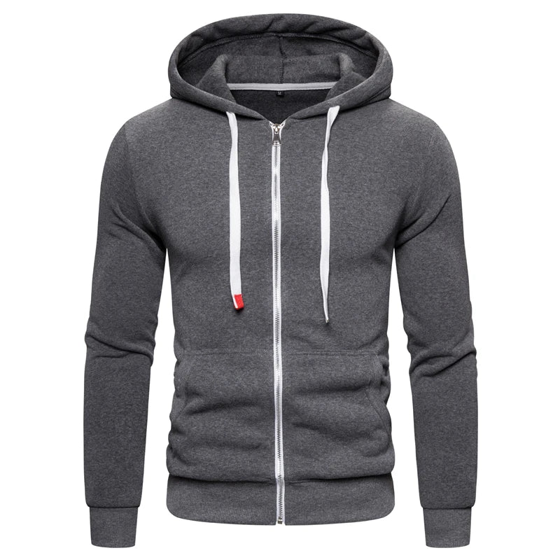 2021 New Autumn Winter Cotton Hoodied Mens Sweatshirts Solid Hoody Fleece Thick Hoodies Men Sportswear Zipper Sweatshirts Men