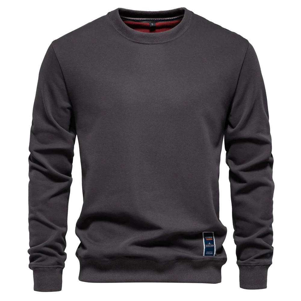 AIOPESON Cotton-blend Mens Crew Neck Solid Color Sweatshirts Pullover Casual Sport Sweatshirt for Men