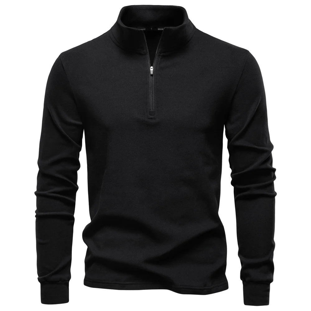 AIOPESON Men Solid Color Soft Shell Zipper Jacket Long Sleeve Pullover Breathable Warm Casual Streetwear
