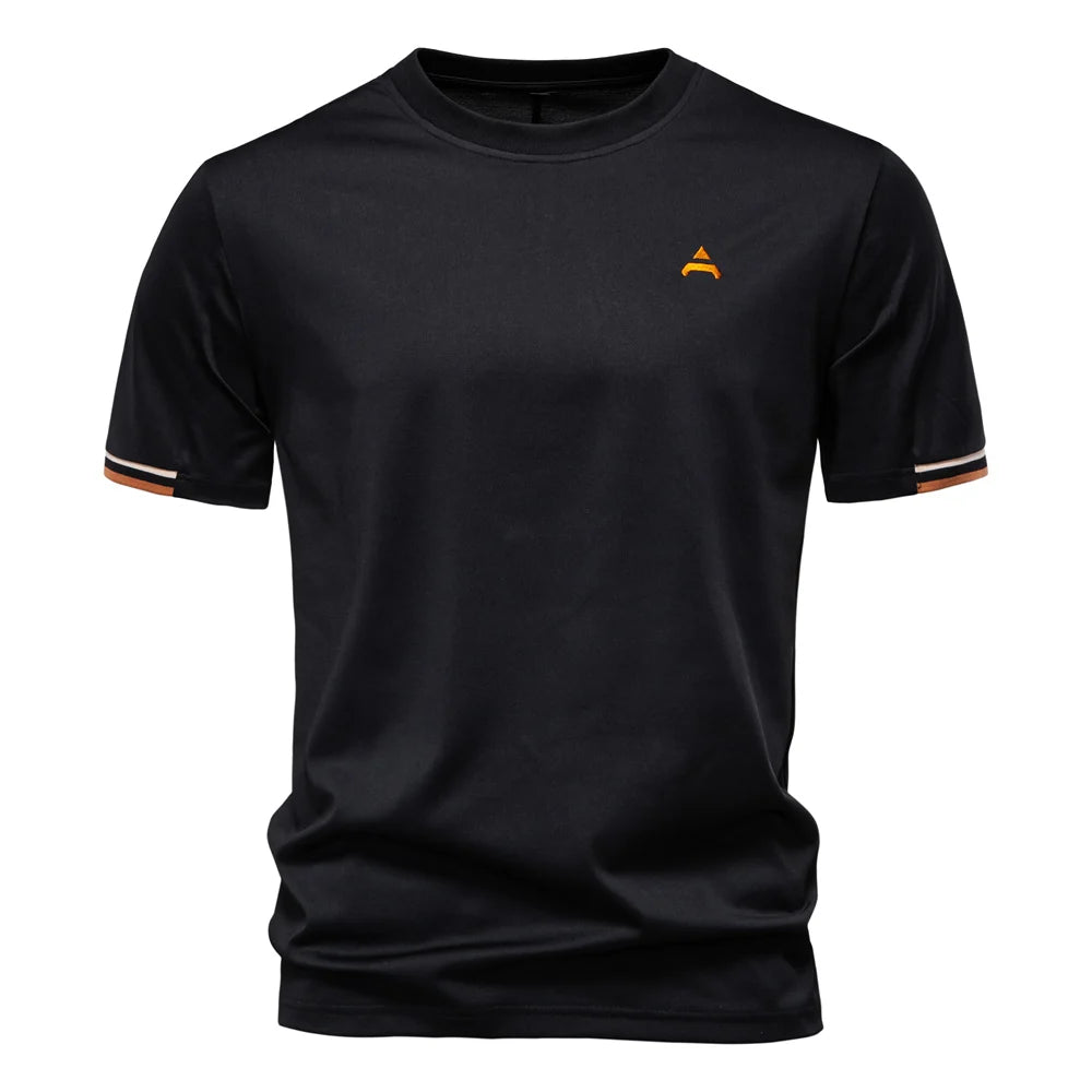 AIOPEAON Mens Solid Color Sporty O-neck Casual T-Shirt For Stylish Wear High Quality Male Tops Men's T-shirts