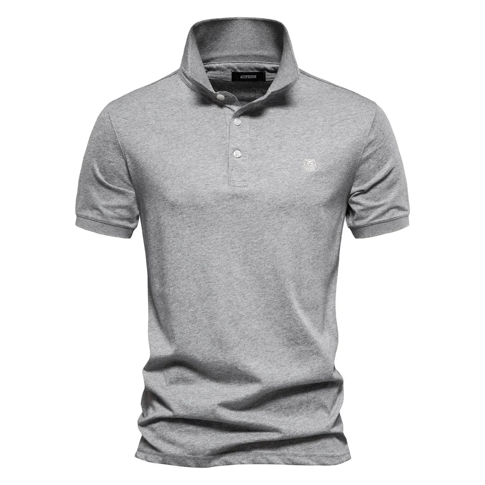 AIOPESON 100% Cotton Embroidery Men's Polo Shirts Solid Color Short Sleeve Polo Shirts for Men New Summer Brand Social Polos Men