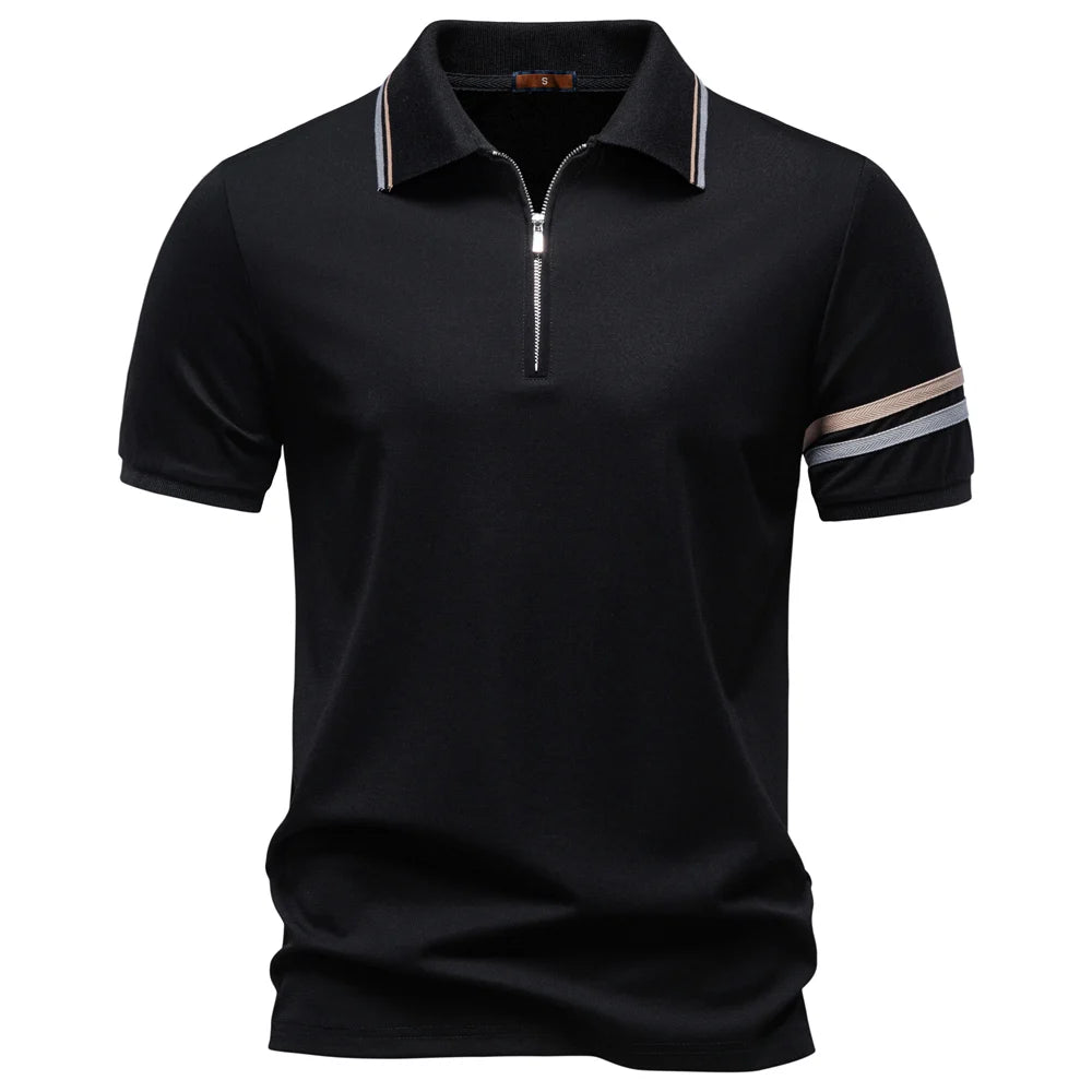 AIOPESON Men's Polo Shirts Half Zipper Collar Solid Color Lightweight Breathable Casual Polo Shirt for Men Summer Fashion Top