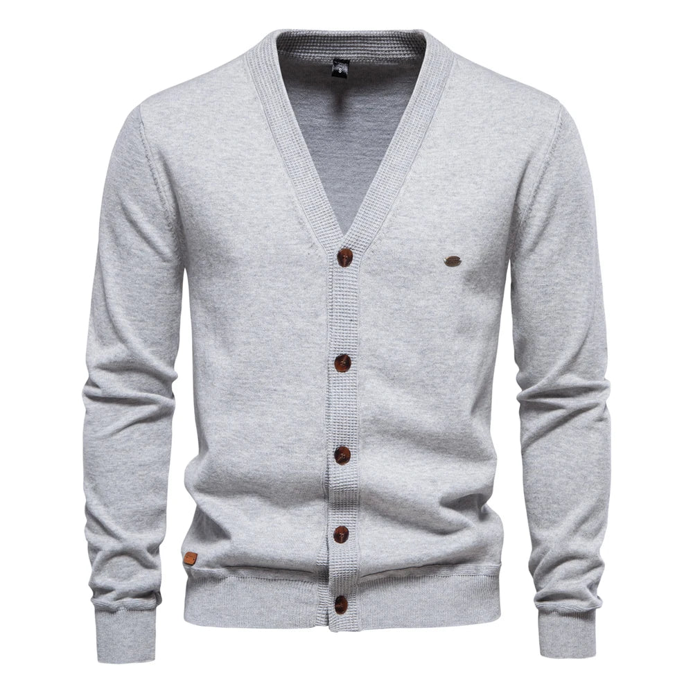 AIOPESON 2024 New Autumn Cotton Cardigan Sweater Men Casual Single Breasted Solid Color High Quality Cotton Sweater Men