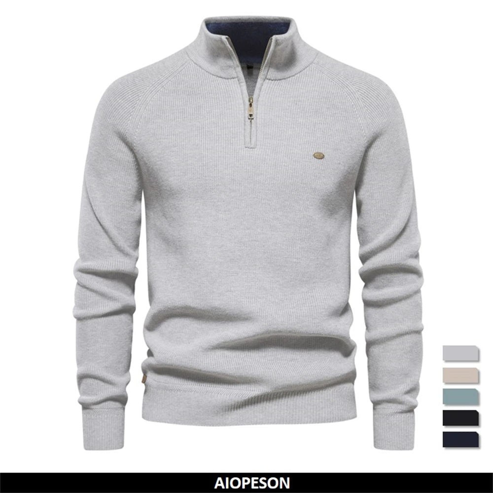 2023 New Autumn Cotton Zipper Cardigans for Men Fashion Casual Social Men Sweaters High Collar Warm Winter Knitted Sweater Men