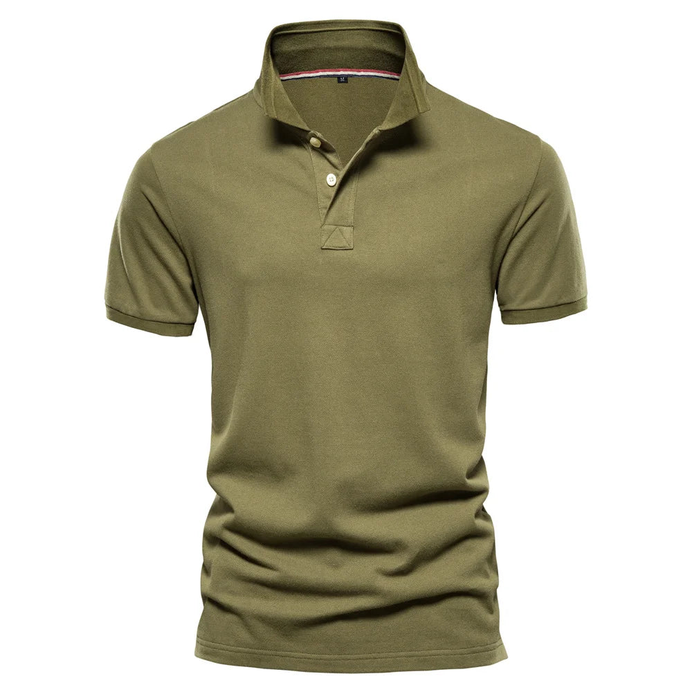 AIOPESON New Cotton Men's Polos Solid Color Classic Polo Shirt Men Short Sleeve Top Quality Casual Business Social Polo Men