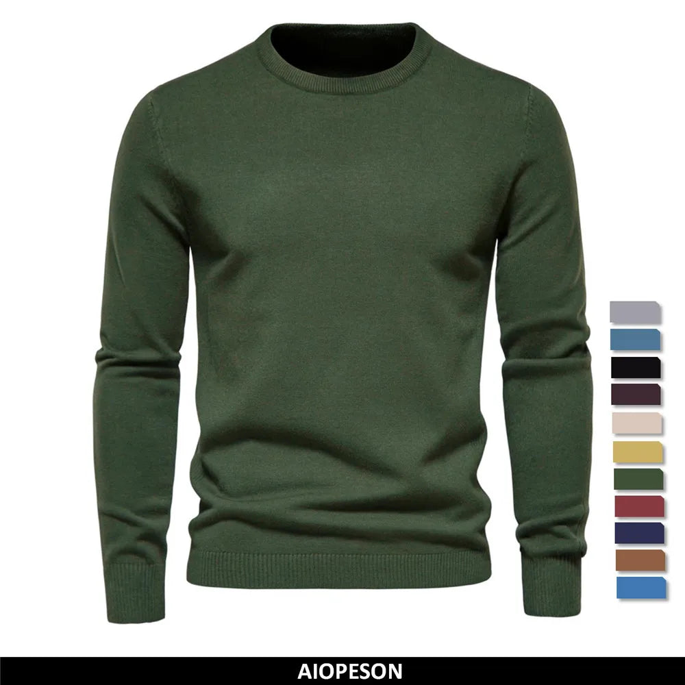 2021 New O-neck Pullover Men's Sweater Casual Solid Color Warm Sweater Men Winter Fashion Slim Mens Sweaters 11 Colors