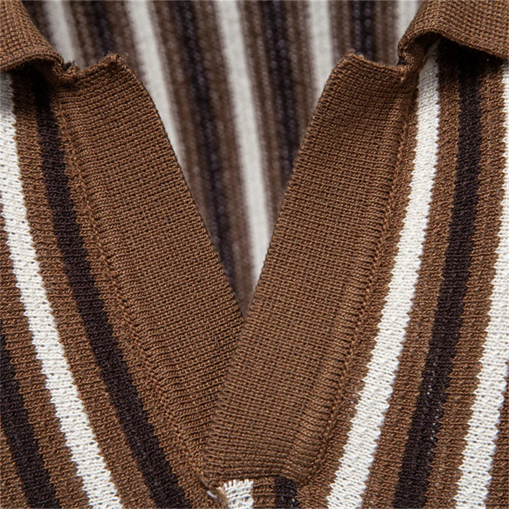 2026 Summer Men's Polo Shirts Stripe Design Ice Silk Short Sleeve Cool Touch Breathable Casual Outdoor Polo Shirt for Men