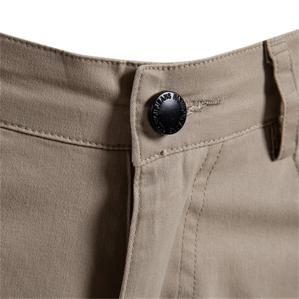 AIOPESON Men's 100% Cotton Summer Casual Shorts Multi-Pocket Shorts Solid Color 11 Colors Outdoor Breathable Shorts