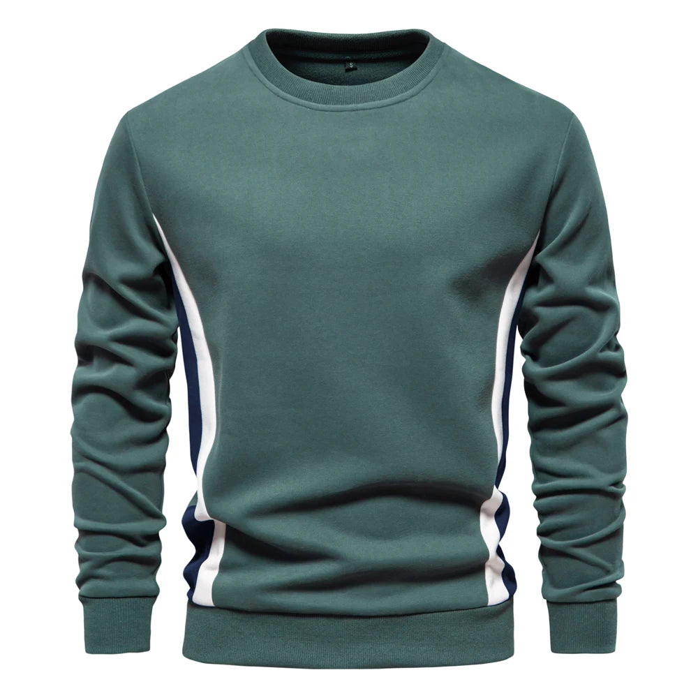 AIOPESON Mens Patckwork Cotton-blend Crew Neck Sweatshirts Fashion Casual Sport Round Neck Pullover Sweatshirt for Men