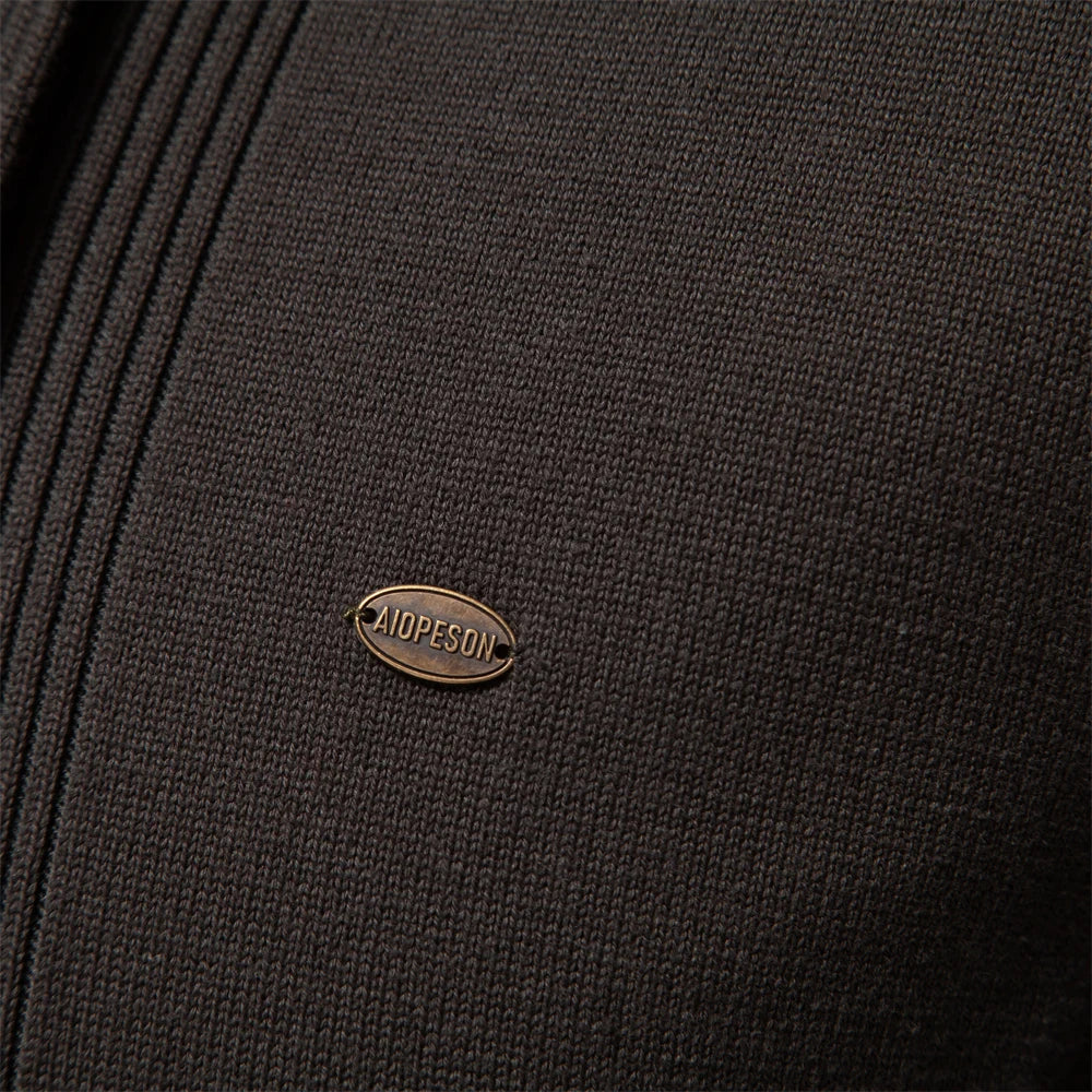 2023 New Winter Cotton Cardigan for Men Quality Mens Sweater Fashion Turn Down Collar Knitted Sweaters for Men