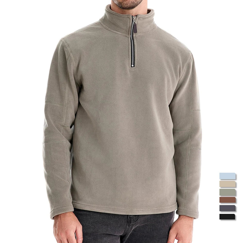 AIOPESON Mens Thicken Warm Fleece Sweatshirt Jacket Quarter Zipper Mock Neck Pullover Men's Sweatshirt Soft Shell Mens Jacket