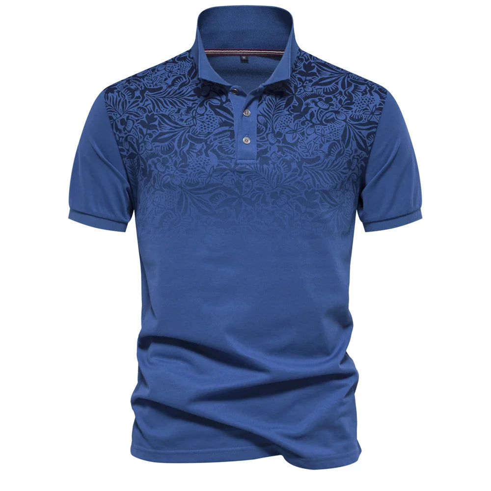 AIOPESON Men's Short Sleeve Polo Shirt, Gradient Printed, Cotton Blend, Summer Fashion, New Design
