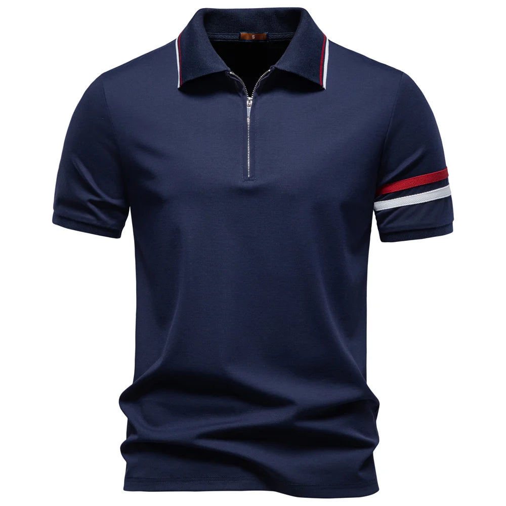 AIOPESON Men's Polo Shirts Half Zipper Collar Solid Color Lightweight Breathable Casual Polo Shirt for Men Summer Fashion Top