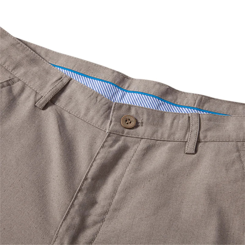 2024 Spring Autumn New Men's Casual Pants Linen Long Pants Breathable Straight Tube Men's Solid Color Versatile Long Pants