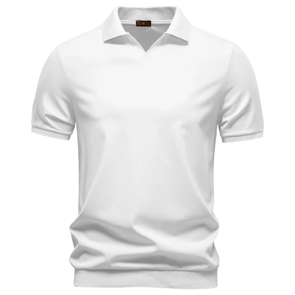 AIOPESON Breathable Silky Polo Shirt for Men Solid Color Old Money Skin Friendly Soft Cool Casual Polo Shirts Male