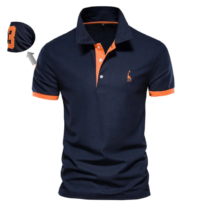 AIOPESON Cotton Men's Polos Giraffe Embroidery Short Sleeve Polo Shirts for Men High Quality Brand Design Polos Men Clothing