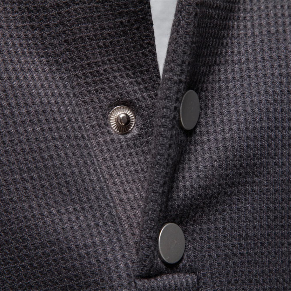 AIOPESON Men's High Quality Sweatshirt Solid Color Button Down Placket Winter Warm Fleece Lined Casual Pullover Mens Sweatshirts